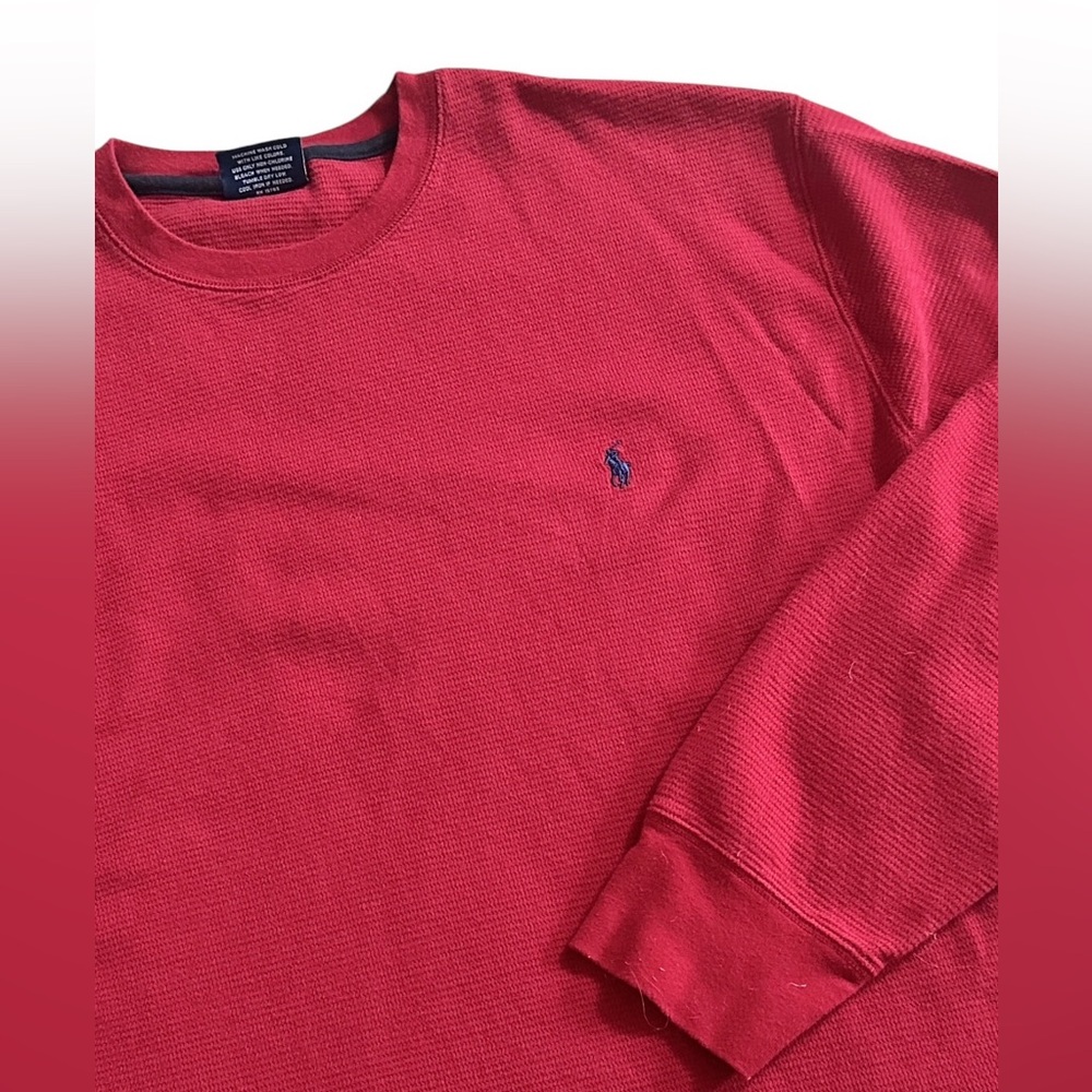 Men’s Ralph Lauren Red Thermal Fitted Long Sleeve Shirt XL